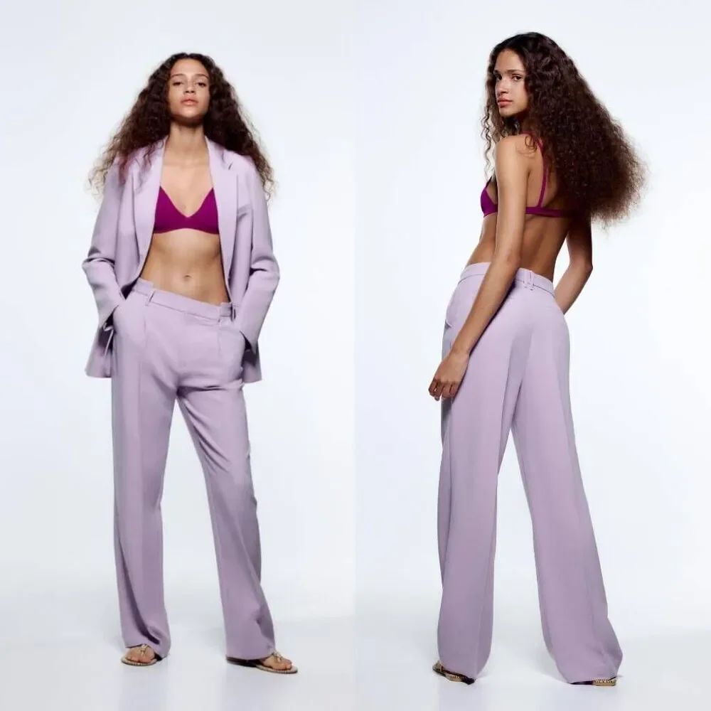Zara Purple Full Length Pants M NWT